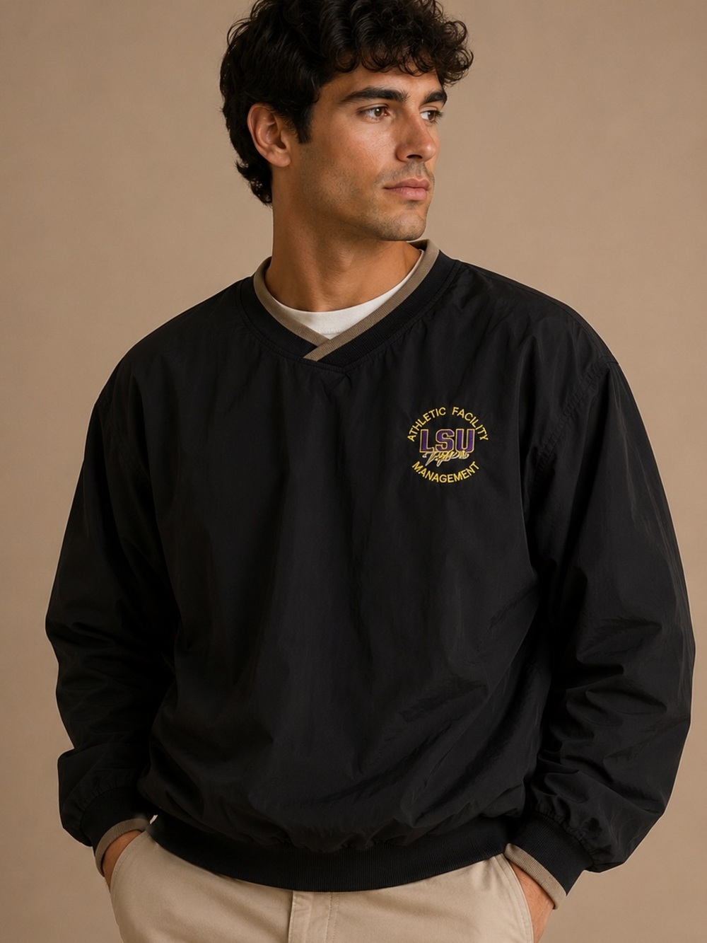 Vintage LSU Tigers Athletic Faculty Management Pullover Windbreaker Large